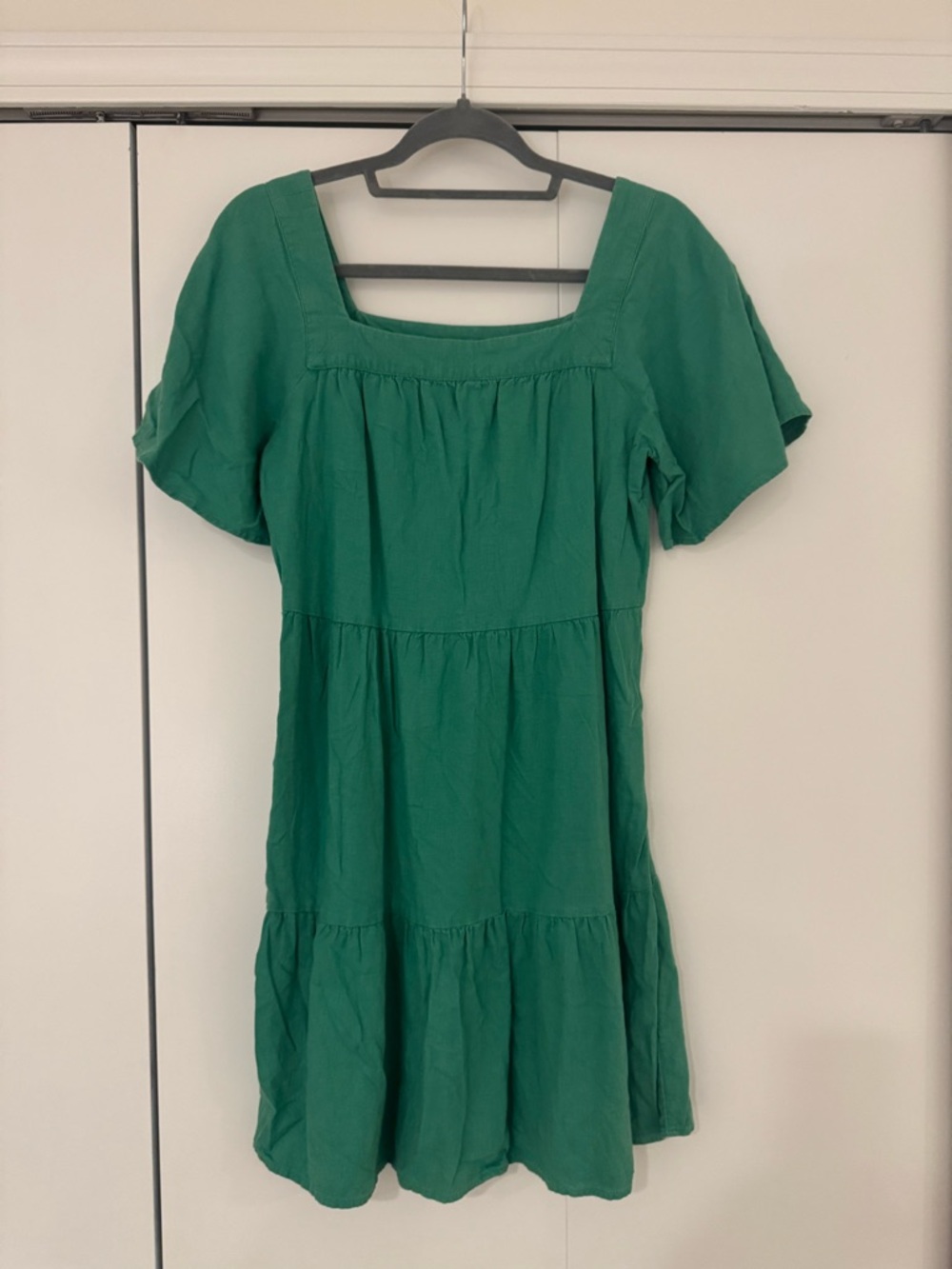 LOFT Green Tiered Mini Dress